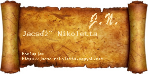Jacsó Nikoletta névjegykártya